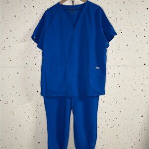 Figs Casma and High-Waisted Zamora Royal Blue 2XL set